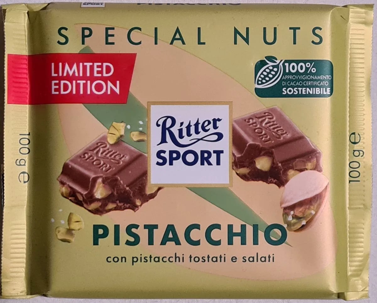 RITTER SPORT шоколад молочный 100г ФИСТАШКА — фото 1