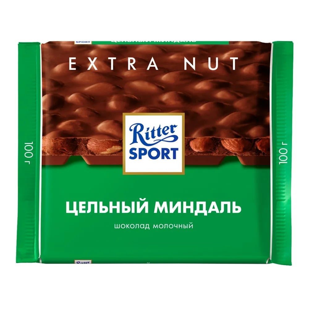 RITTER SPORT шоколад молочный 100г с цель.миндаль — фото 1