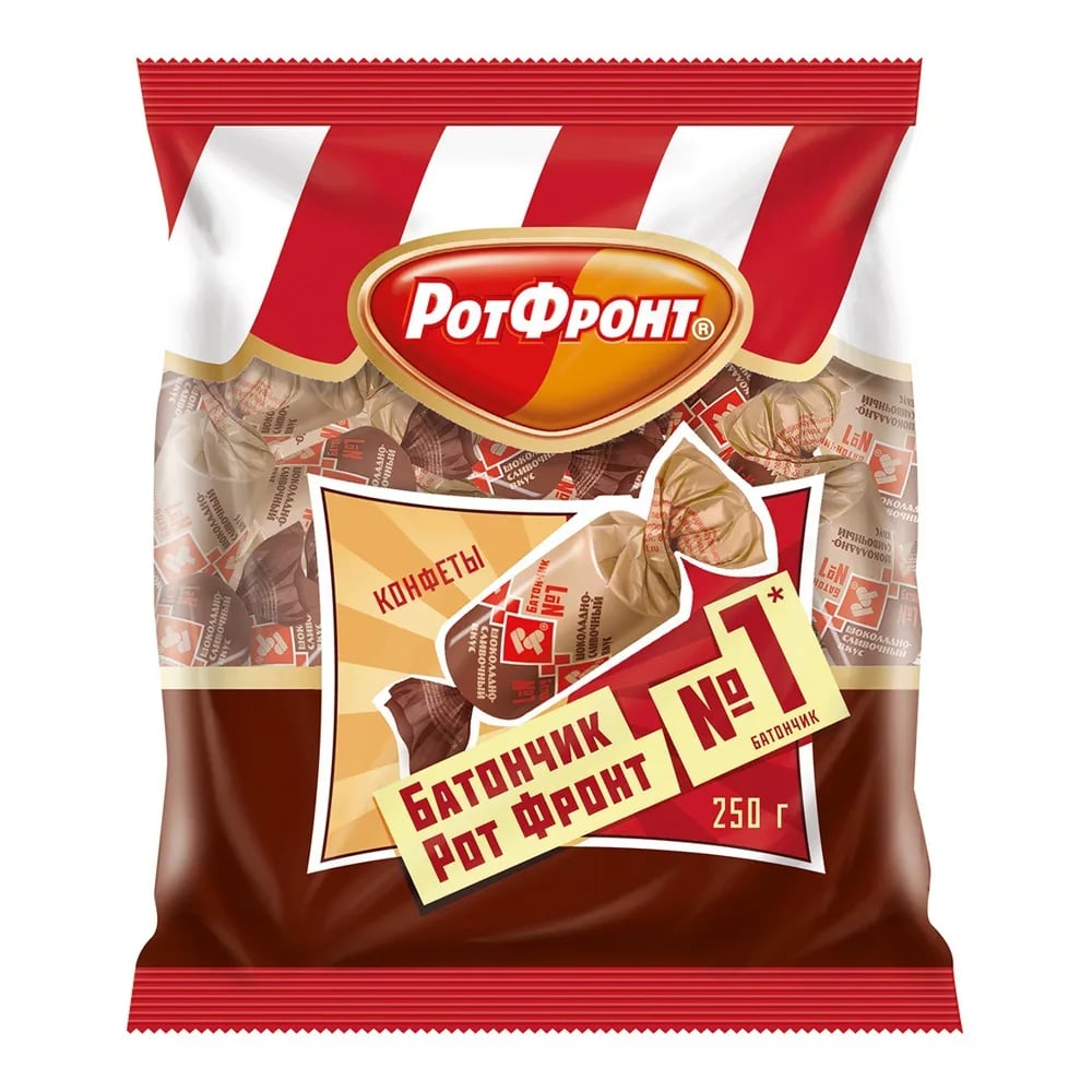 РОТ ФРОНТ батончики 250г ШОКОЛАДНО-СЛИВОЧНЫЙ ВКУС