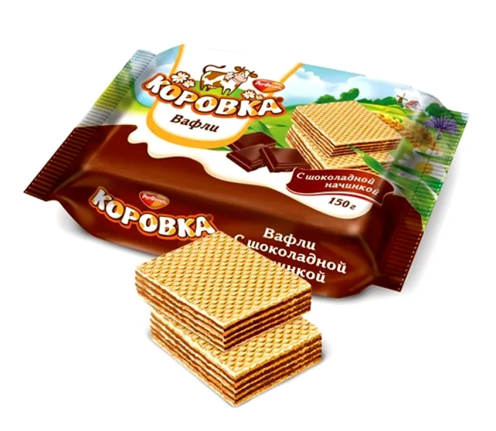 вафли КОРОВКА 150г шоколадная начинка