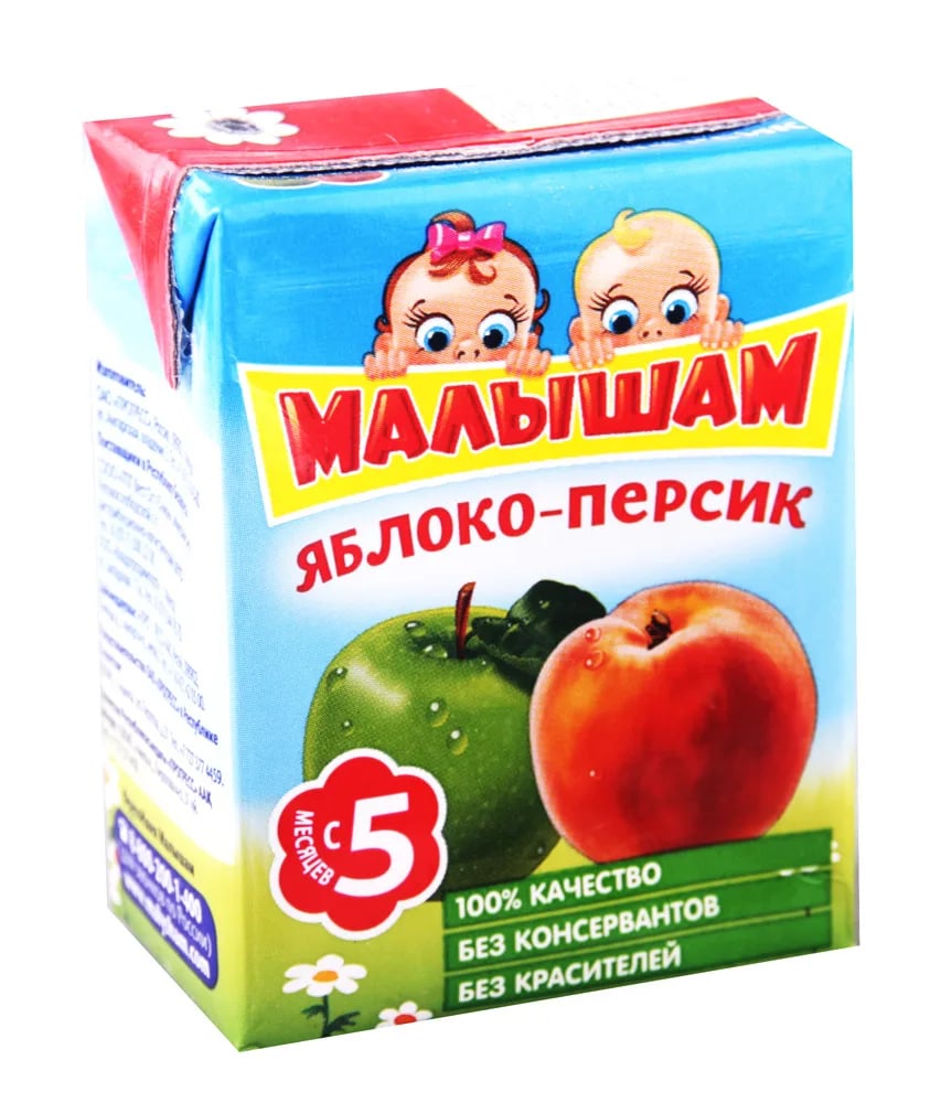 ФРУТОНЯНЯ МАЛЫШАМ нектар 0,2л яблоко-персик с 5мес — фото 1