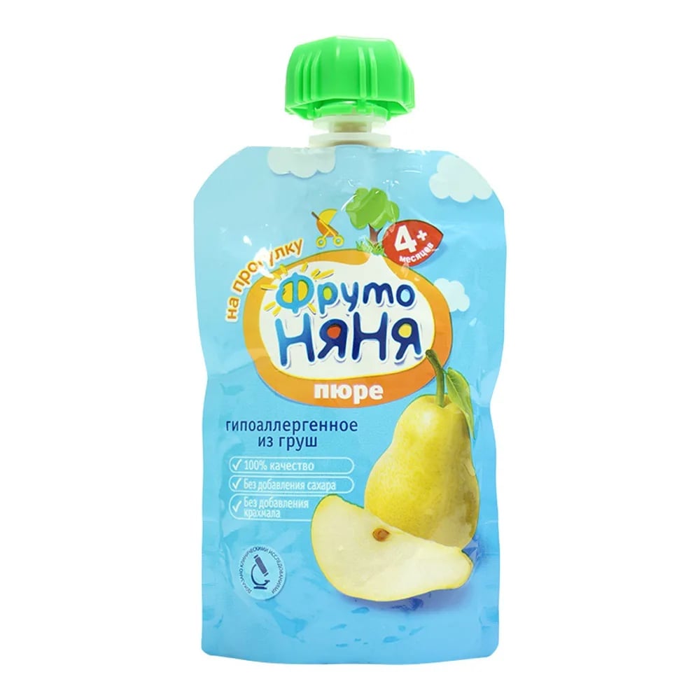 ФРУТОНЯНЯ НА ПРОГУЛКУ пюре 90г ГРУША с 4-х мес — фото 1