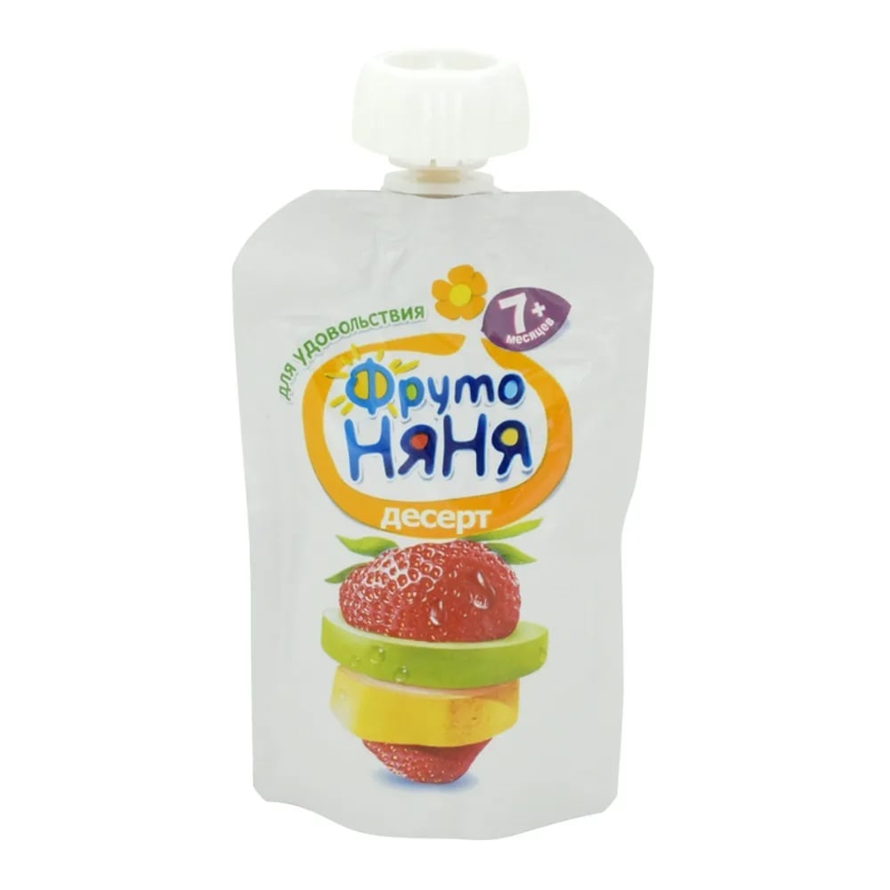 ФРУТОНЯНЯ НА ПРОГУЛКУ десерт 90г ЯБЛ БАНАН КЛУБНИКА — фото 1