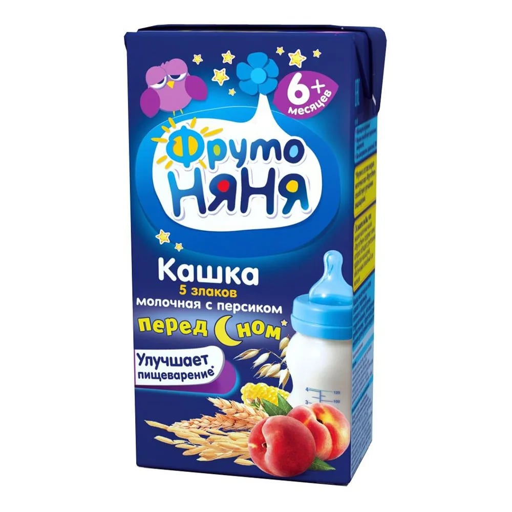 ФРУТОНЯНЯ кашка 0,2л молочная 5 злаков с персиком — фото 1