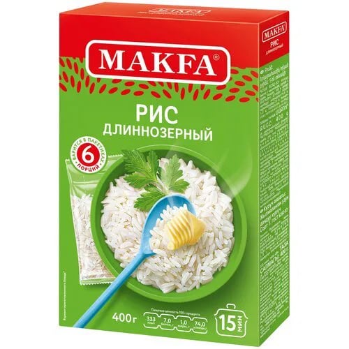 МАКФА крупа рис длиннозерный 400г ГОСТ