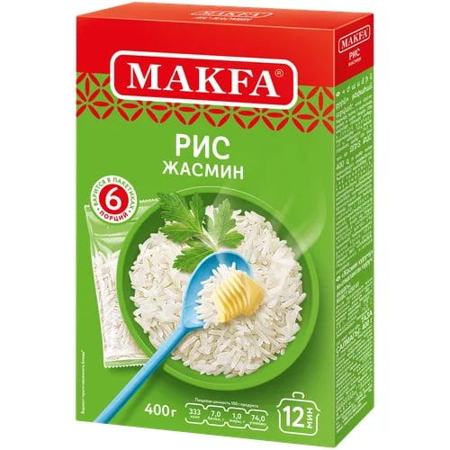 МАКФА крупа рис ЖАСМИН 400г в пакетиках