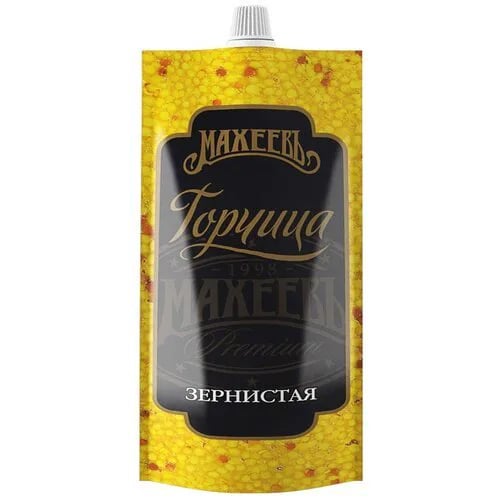 горчица ЗЕРНИСТАЯ дой-пак с дозатором 140г МАХЕЕВ