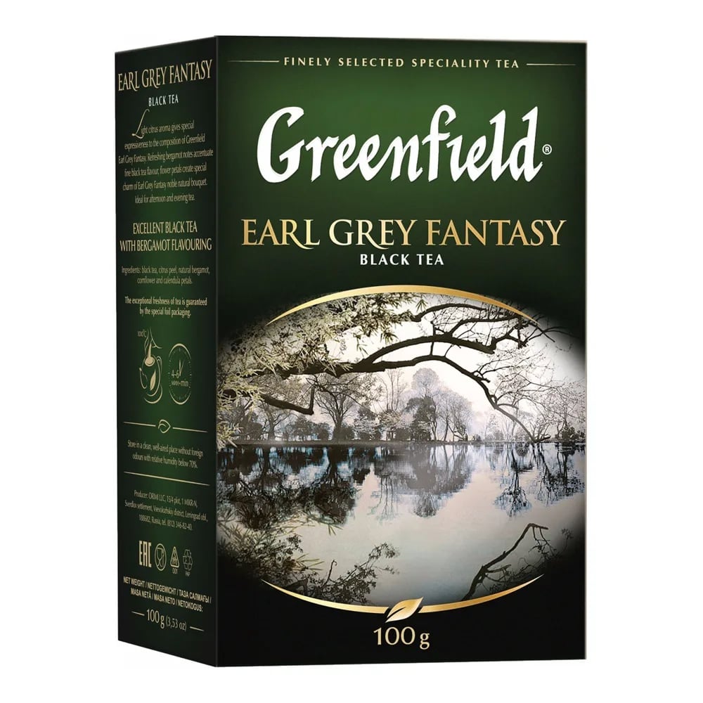 чай GREENFIELD черный 100г EARL GREY FANTASY — фото 1
