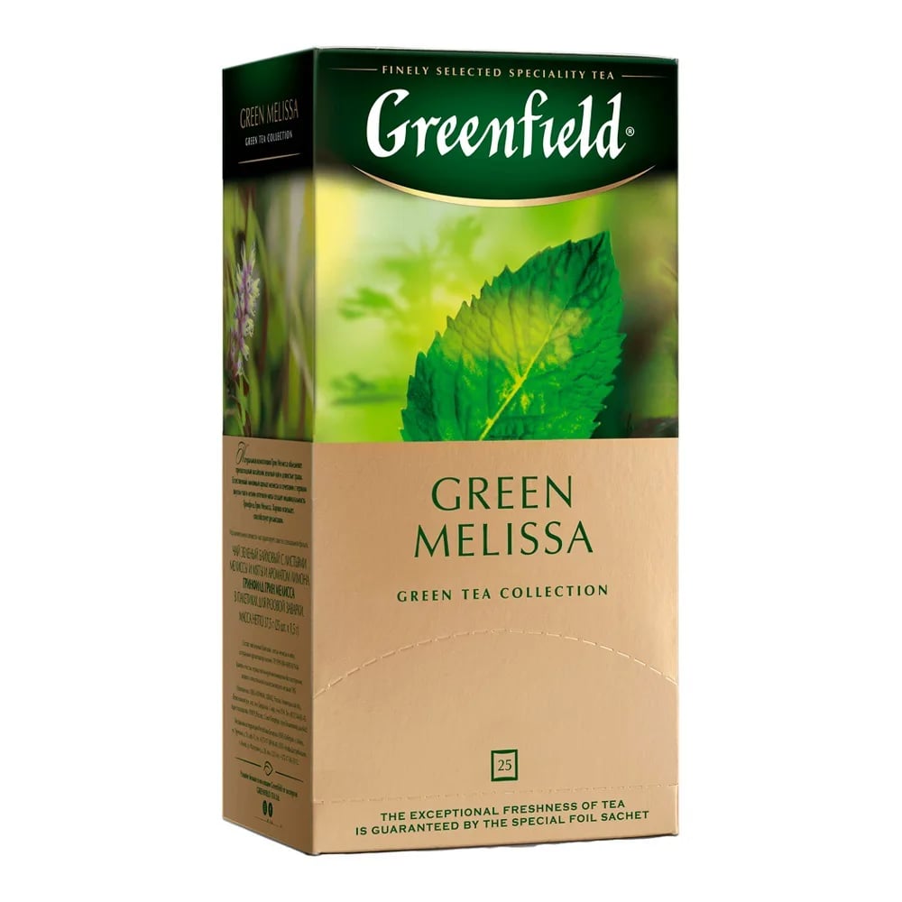 чай GREENFIELD зеленый 25*1,5г GREEN MELISSA — фото 1