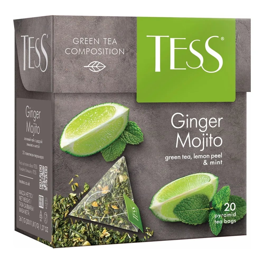 чай TESS 20 пирам. GINGER MOJITO зеленый цитрусовый