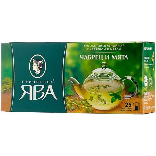 чай принцесса ЯВА ЧАБРЕЦ И МЯТА 25*2г зеленый