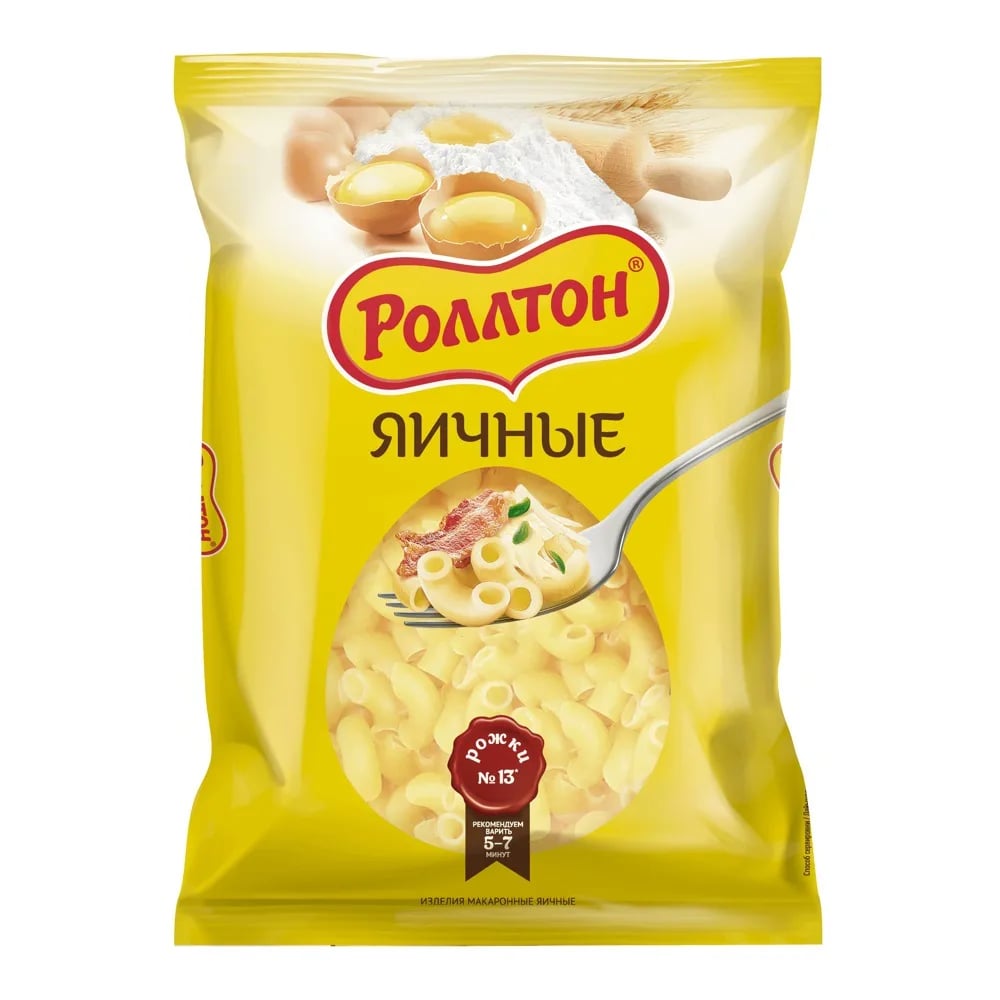 РОЛЛТОН макароны 400г РОЖКИ ЯИЧНЫЕ