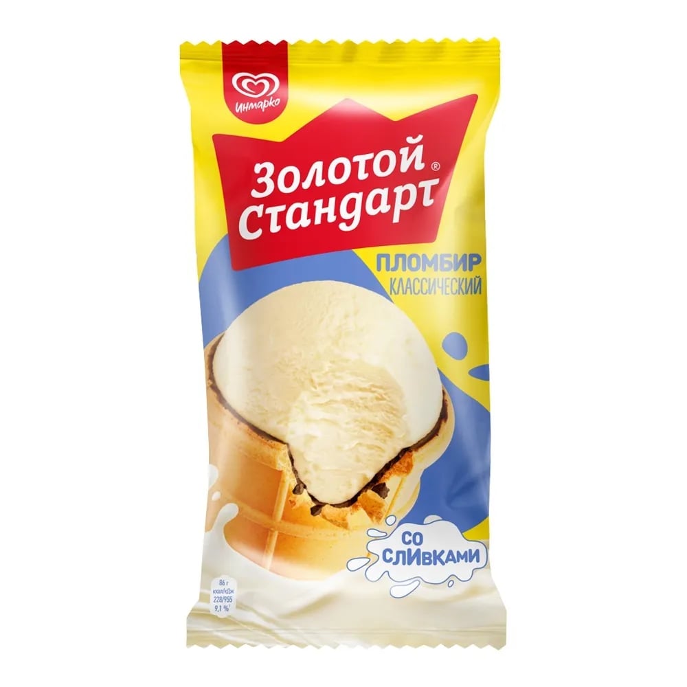 мороженое 95г ЗОЛОТОЙ СТАНДАРТ с глазурью пломбир — фото 1