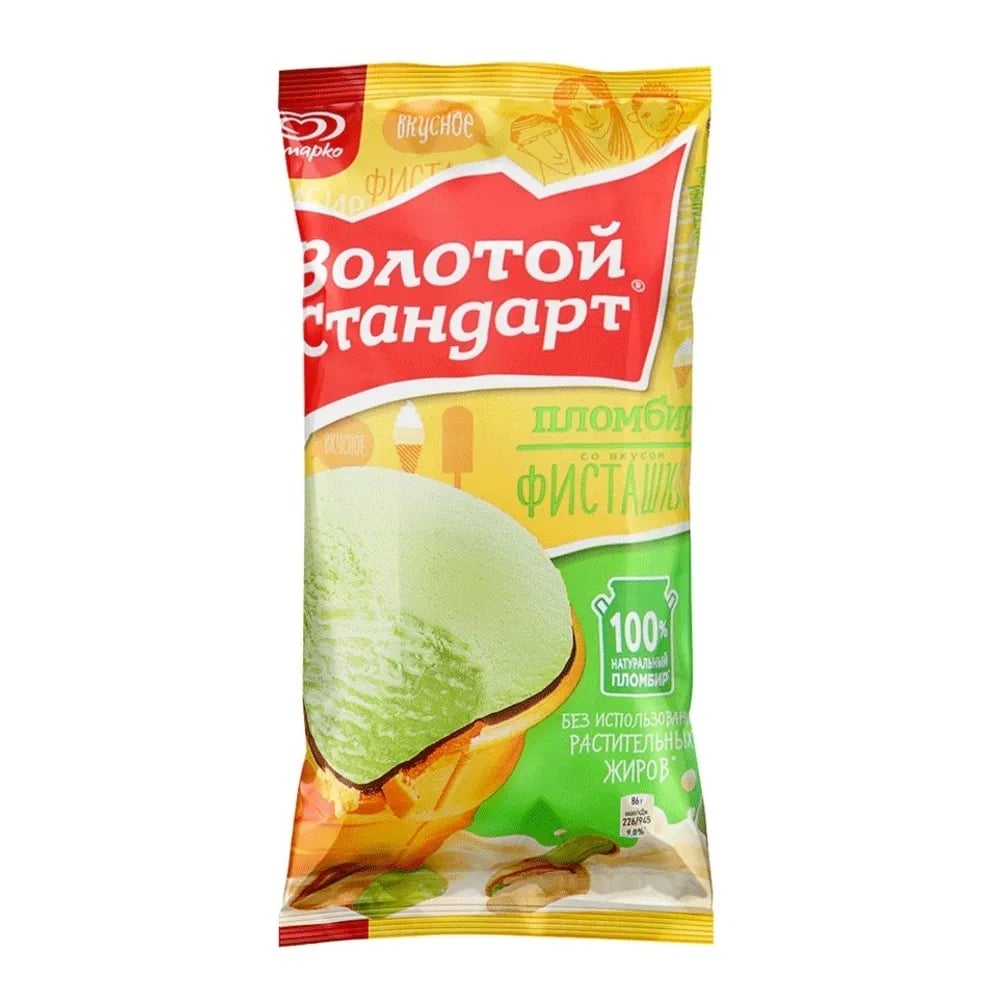 мороженое 90г ЗОЛОТОЙ СТАНДАРТ ПЛОМБИР фисташка — фото 1