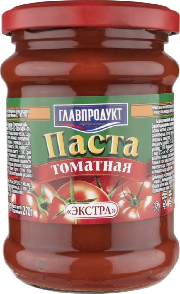томатная паста ТОМАТНЫЙ РАЙ 270г ГЛАВПРОДУКТ — фото 1
