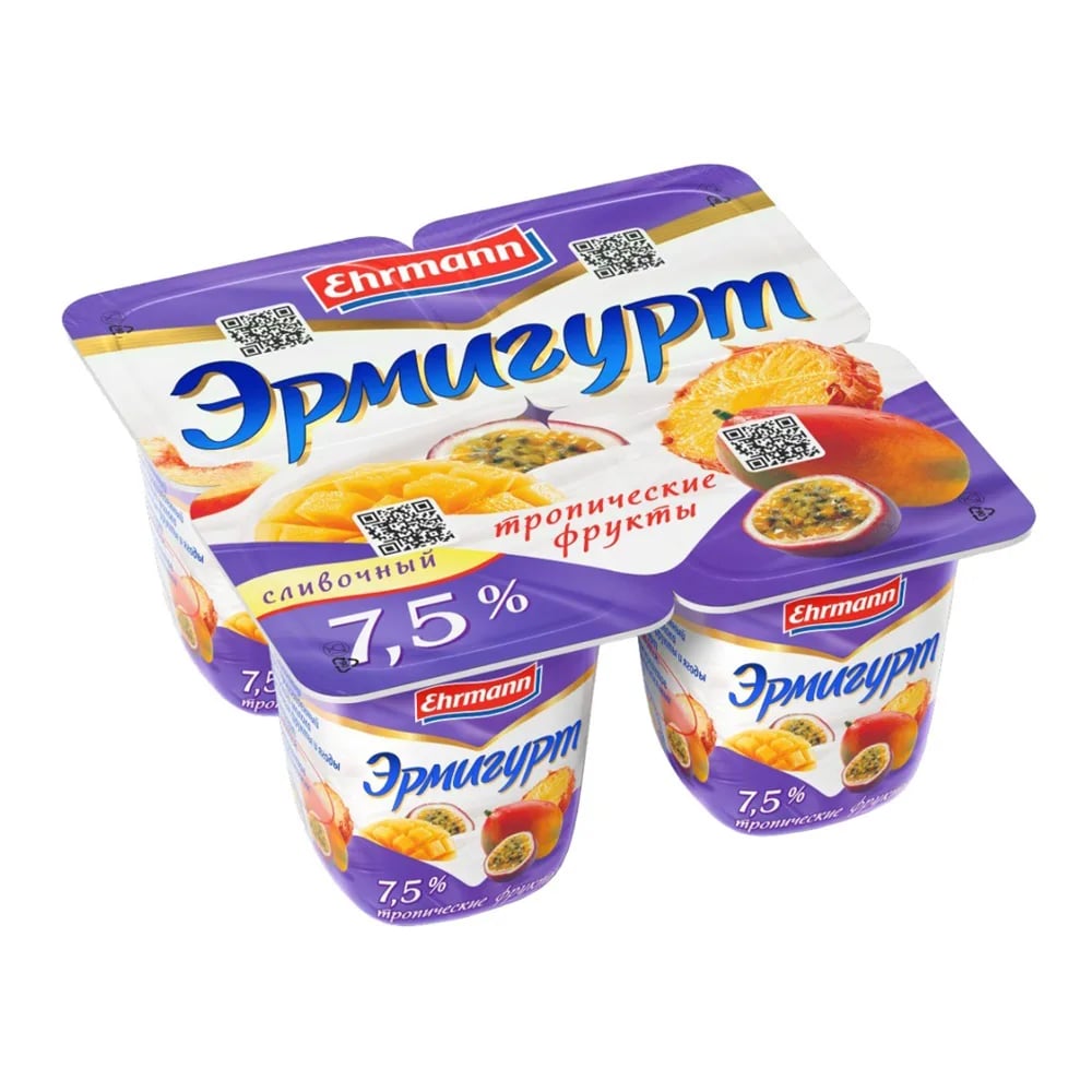 ЭРМИГУРТ йогурт 100г 7,5% тропические фрукты — фото 1