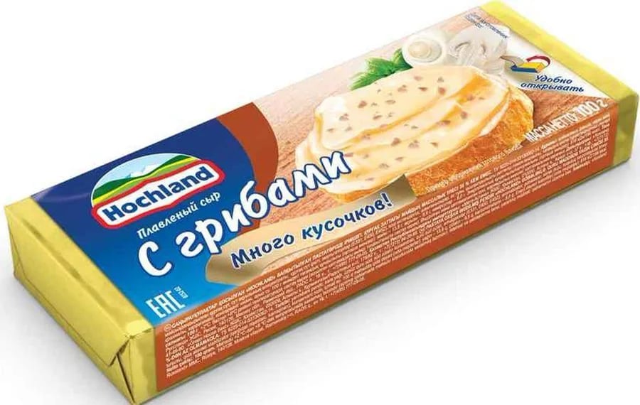 ХОХЛАНД сыр плавленый 100г С ГРИБАМИ блочок