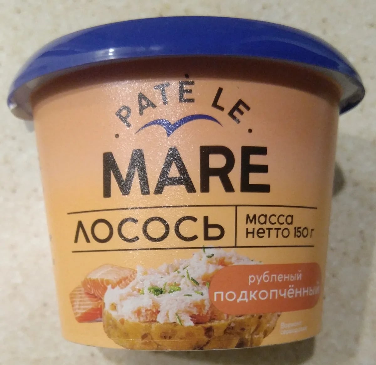 ПАСТА из морепродуктов 150гр PATE LE MARE балтийский берег ЛОСОСЬ рубленый подкопченный — фото 1