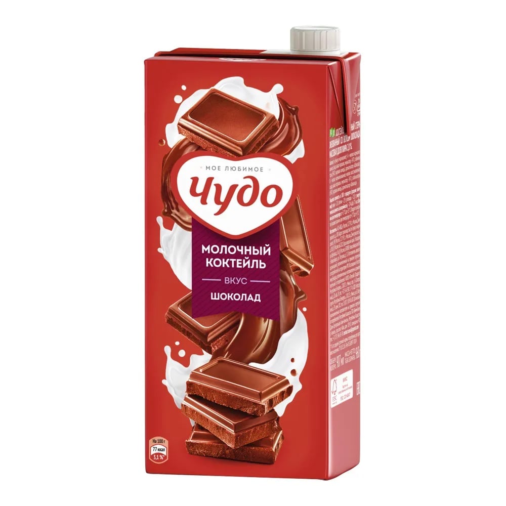 коктейль молочный ЧУДО 0,96л 2% ШОКОЛАД