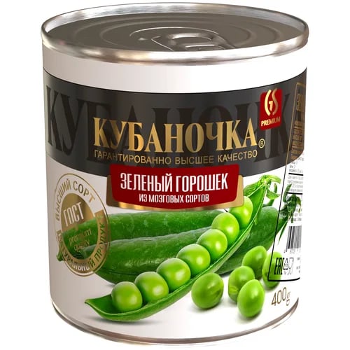КУБАНОЧКА зеленый горошек 400г в/с