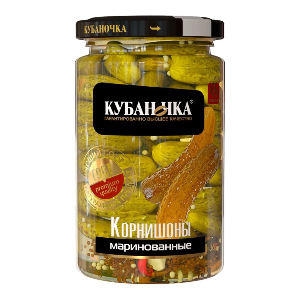 КУБАНОЧКА корнишоны 360г маринованные ст/б — фото 1