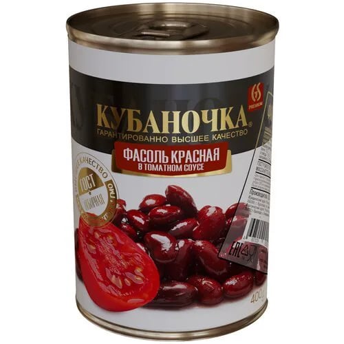 КУБАНОЧКА фасоль 400г КРАСНАЯ в том. соусе — фото 1