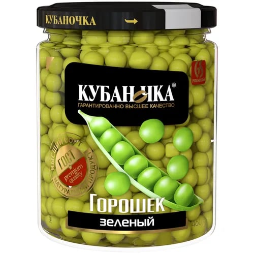 КУБАНОЧКА зеленый горошек 460г с/б — фото 1