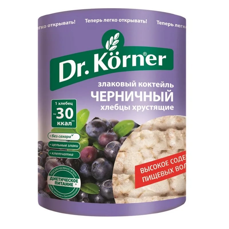 хлебцы 100гр ЗЛАКОВЫЙ КОКТЕЙЛЬ ЧЕРНИЧНЫЙ Dr.Korner