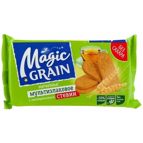 печенье MAGIC GRAIN 150г МУЛЬТИЗЛАКОВОЕ с экстр.стевии — фото 1