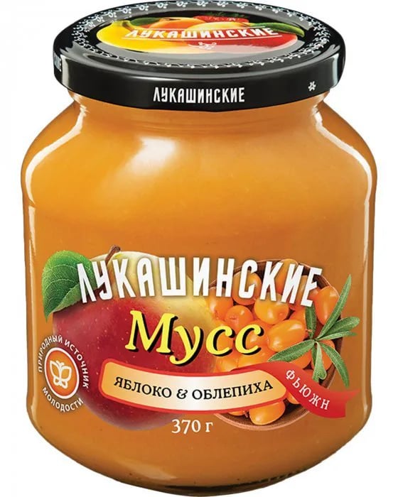 ЛУКАШИНСКИЕ мусс 370г яблоко и облепиха — фото 1