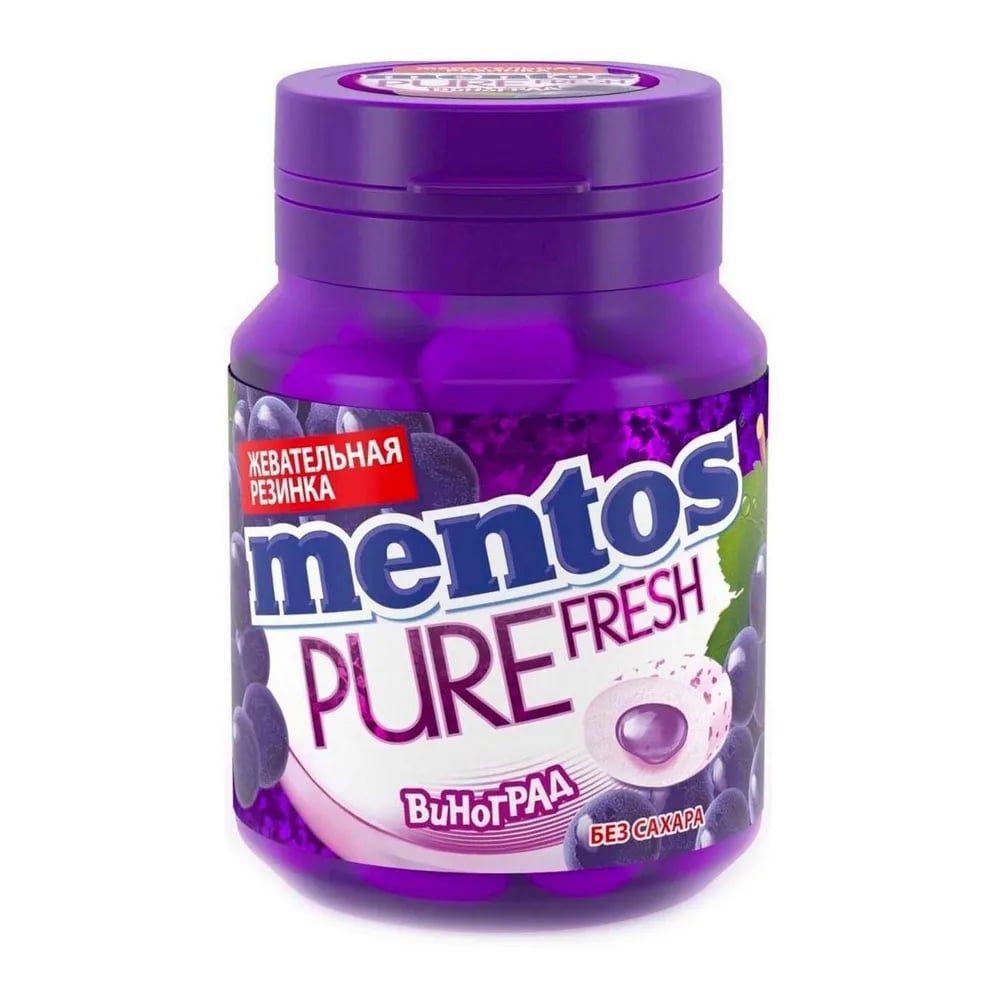 МЕНТОС PURE WHITE жевательная резинка 54г ВИНОГРАД