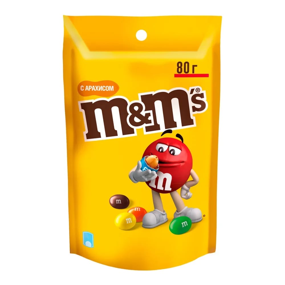 M&Ms драже 80г с арахисом и молочным шоколадом — фото 1