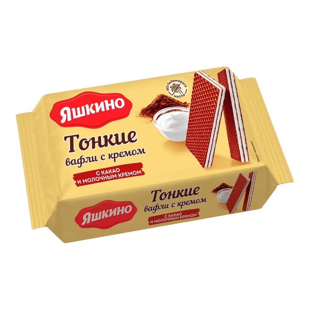 ЯШКИНО тонкие вафли 144г С какао и молочным КРЕМОМ — фото 1