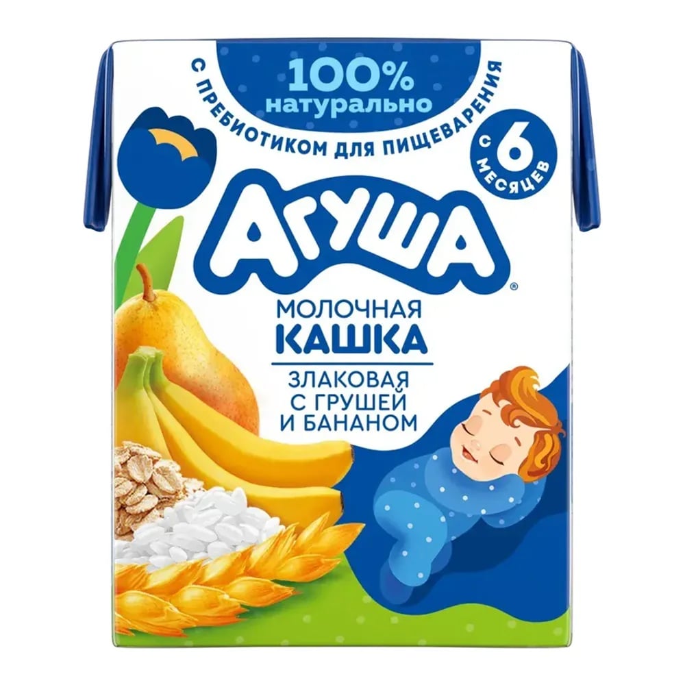 АГУША каша ЗАСЫПАЙ-КА 200мл МОЛОЧНО-ЗЛАКОВАЯ груша-банан — фото 1