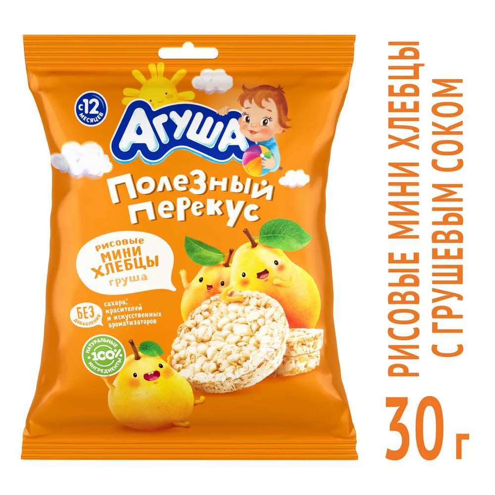 АГУША хлебцы 30гр ГРУША с 12 мес