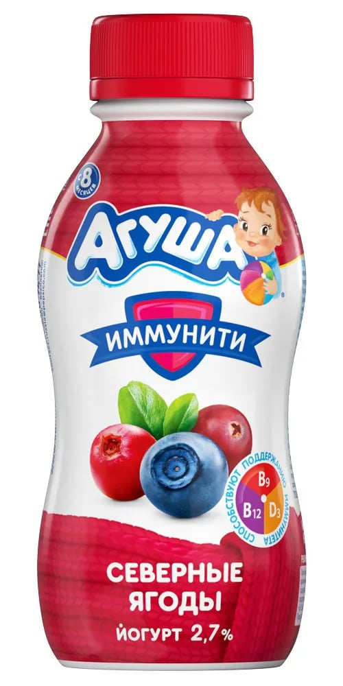 АГУША йогурт 180гр СЕВЕРНЫЕ ЯГОДЫ 2,7% — фото 1