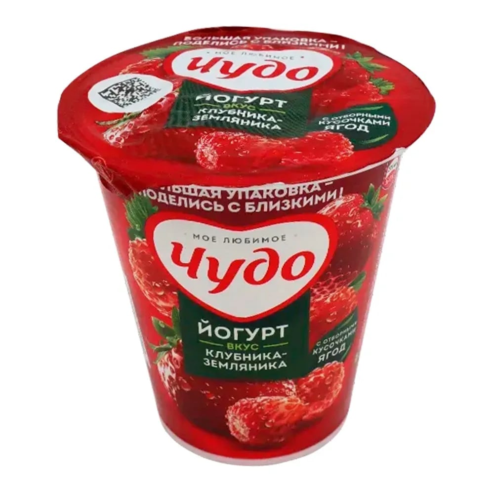 ЧУДО йогурт вязкий 2% 290г КЛУБНИКА-ЗЕМЛЯНИКА