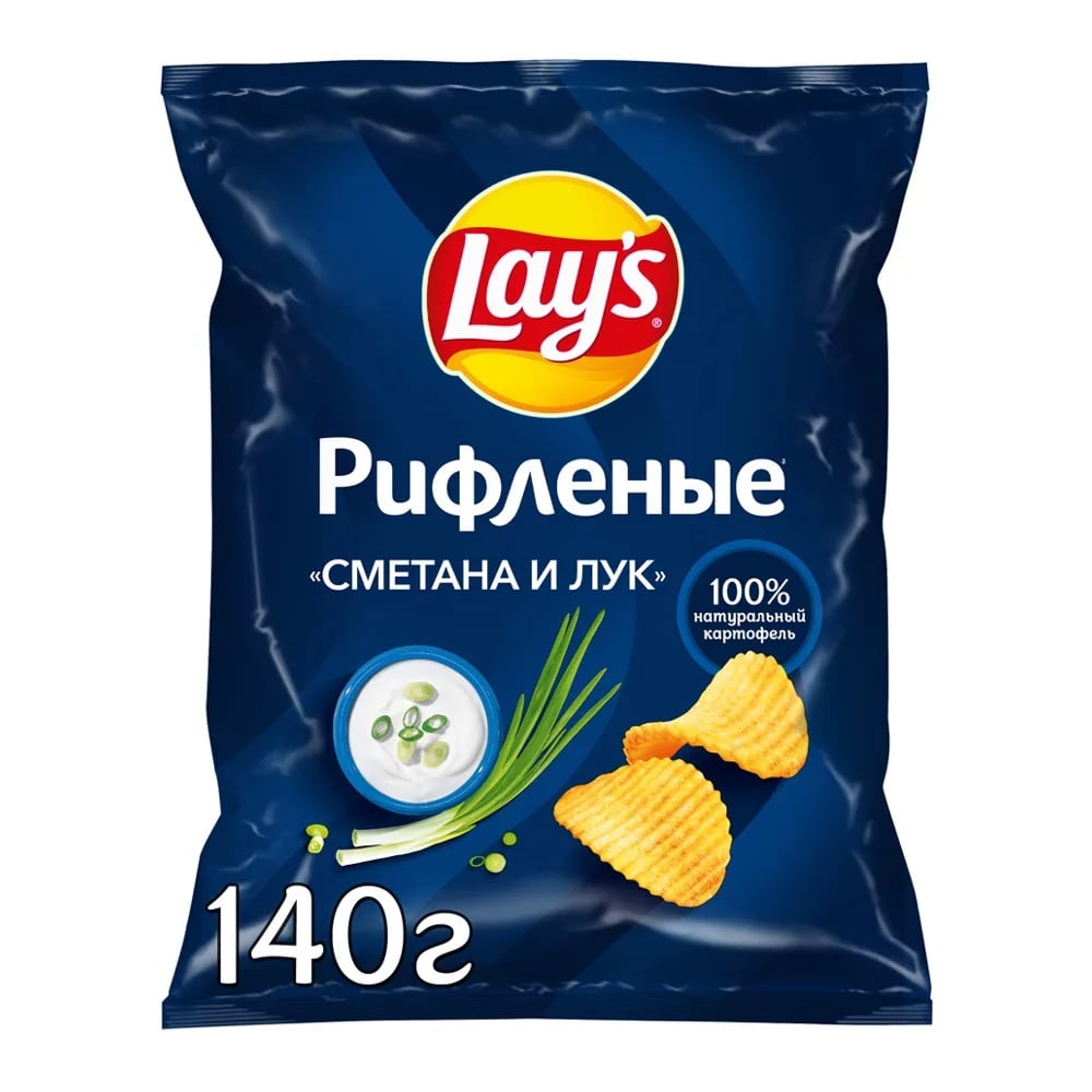 LAYS чипсы 140г сметана и лук — фото 1