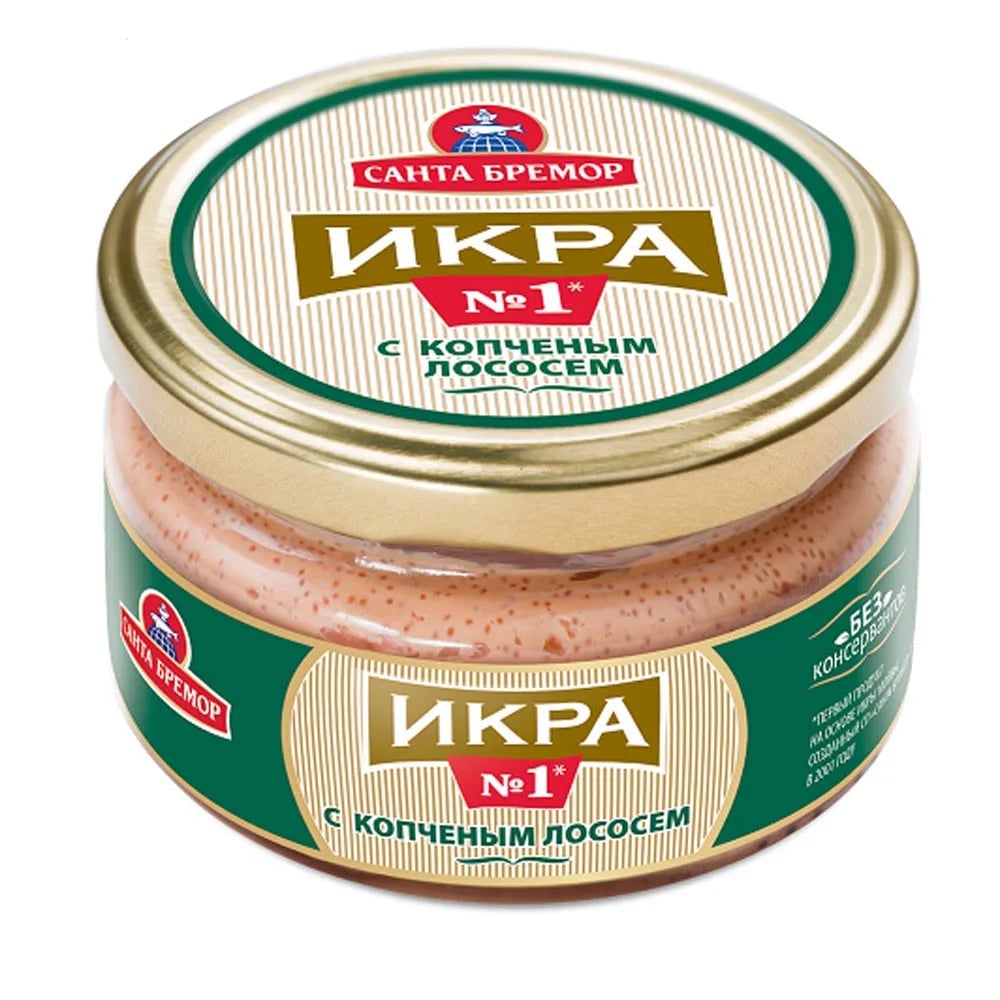 САНТА БРЕМОР икра №1 180г с копченым лососем