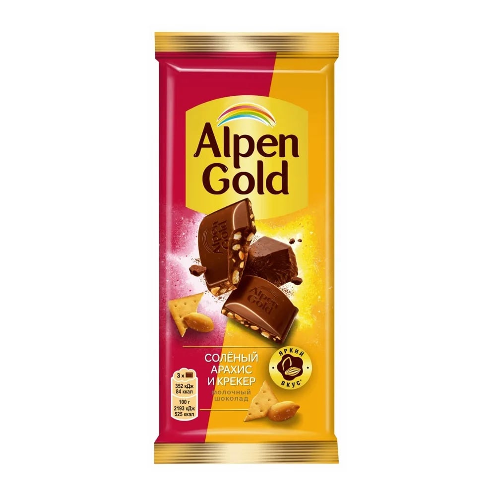 ALPEN GOLD шоколад 80г молочный АРАХИС И КРЕКЕР