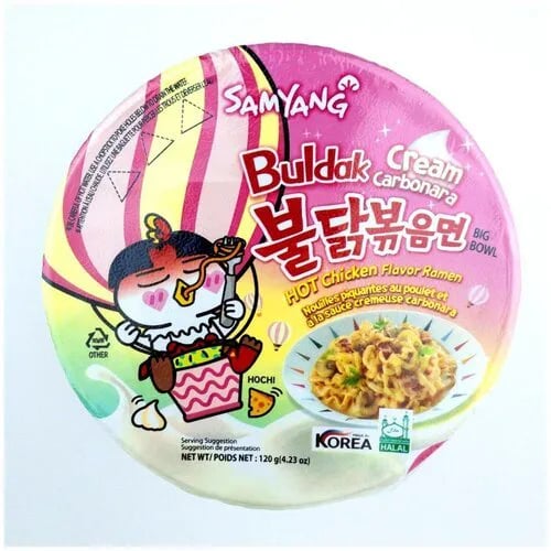 лапша HOT CHICKEN FLAVOR RAMEN 120г КРЕМ-КАРБОНАРА — фото 1